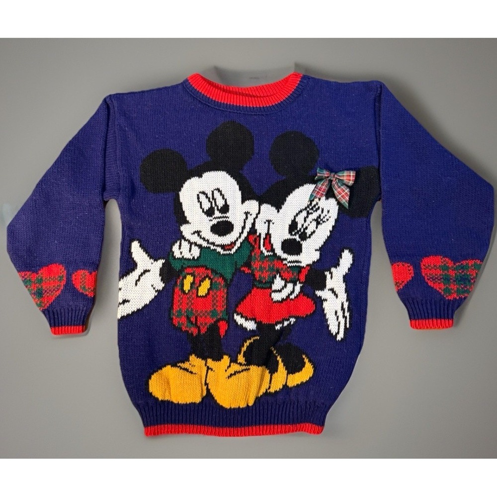 VTG 90s Disney Girls‎ Mickey's Stuff For Kids Minnie/Mickey Mouse Knit Sweater 6